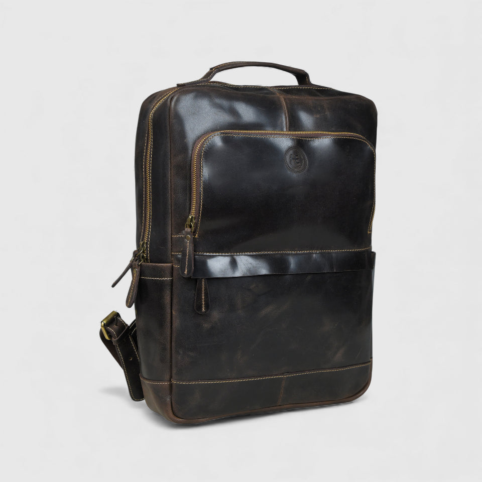 Alpine Vintage Leather Laptop Backpack - Brown Colour