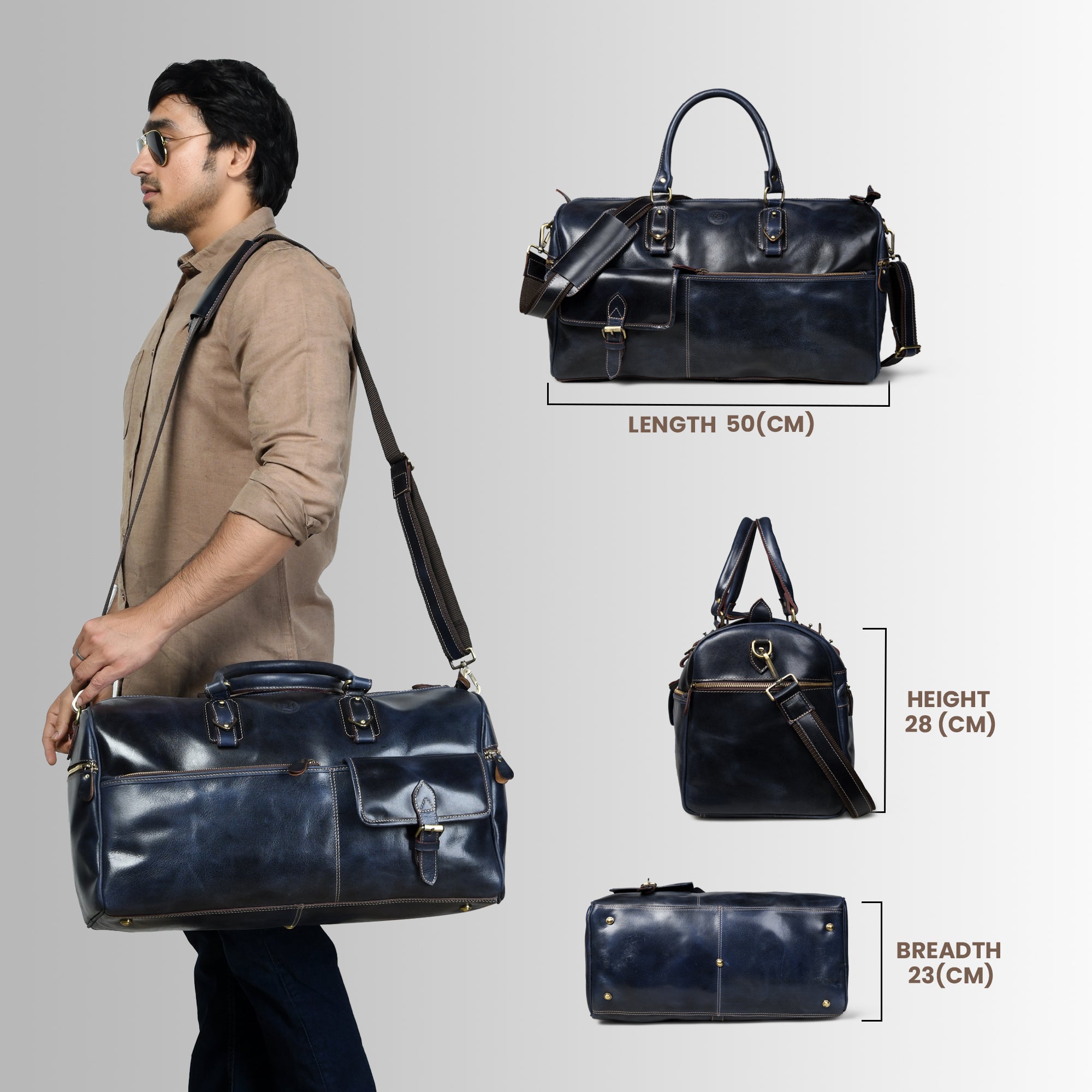 The Odyssey Leather Travel Duffle - Black Colour
