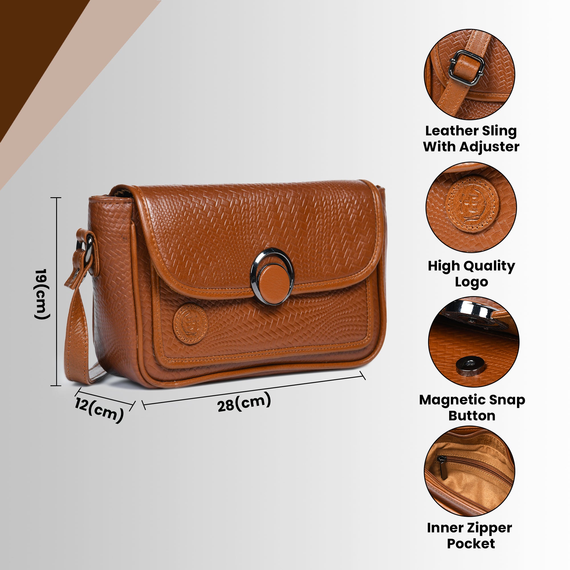 Chic Leather Women's Handbag - Maroon Colour