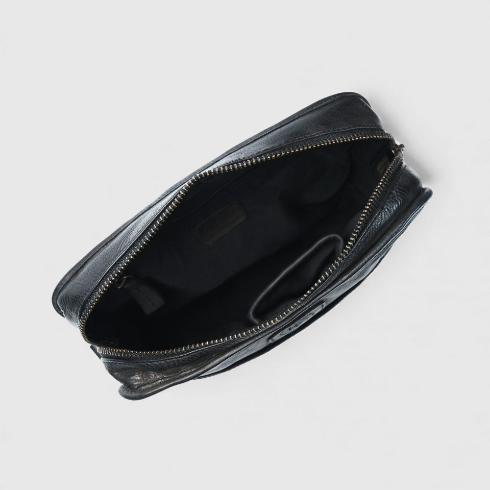 Verdant Trail Leather Sling Bag – Black Colour