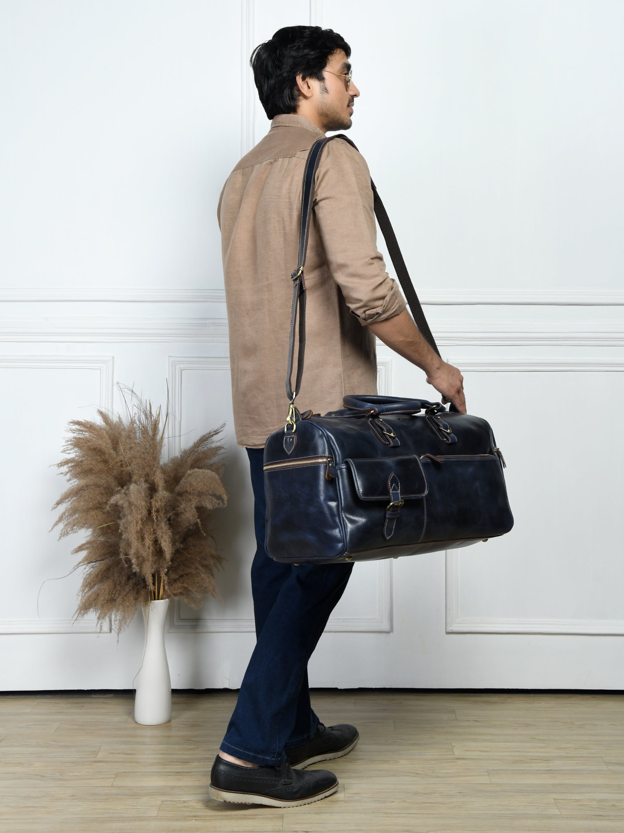 The Odyssey Leather Travel Duffle - Black Colour