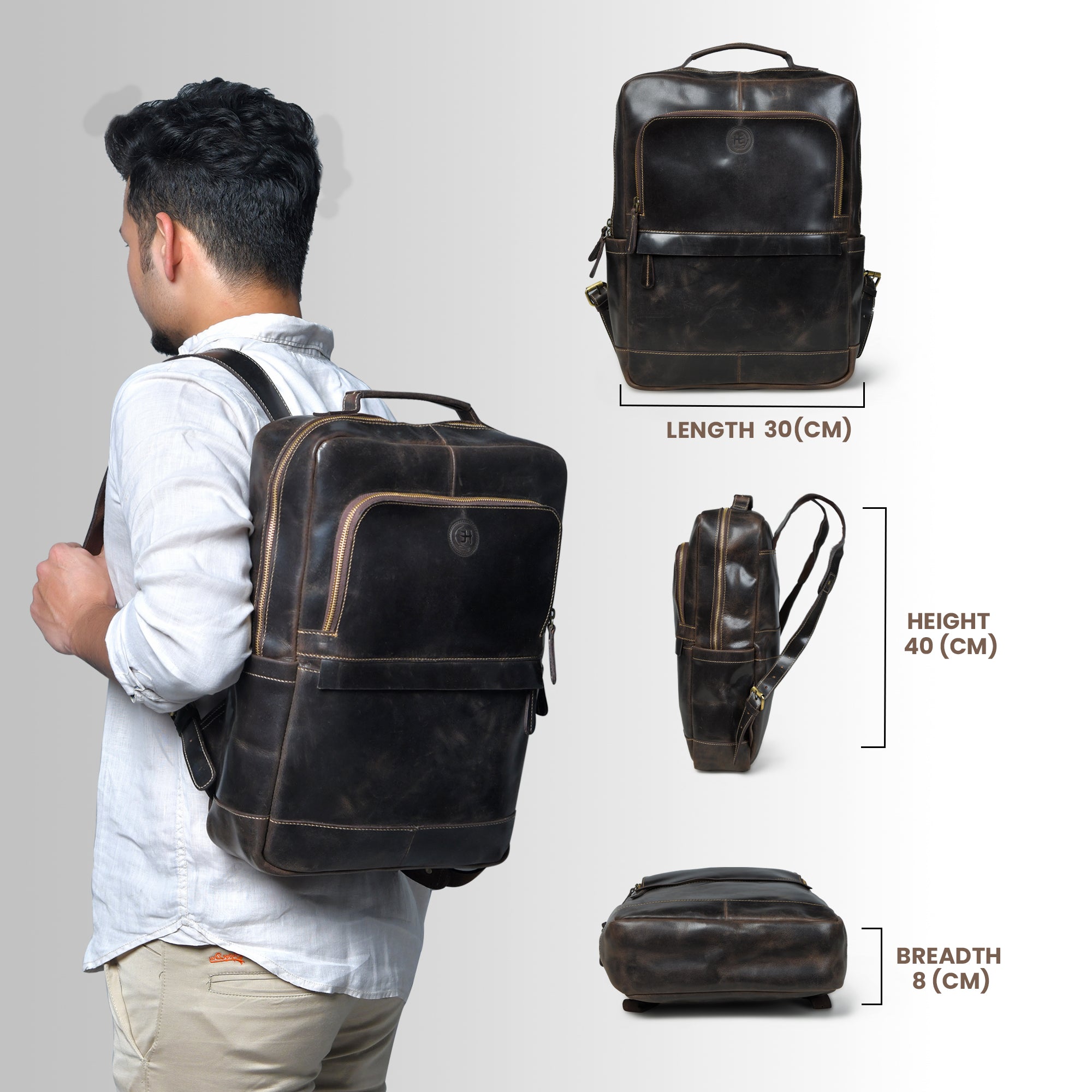 Alpine Vintage Leather Laptop Backpack - Brown Colour
