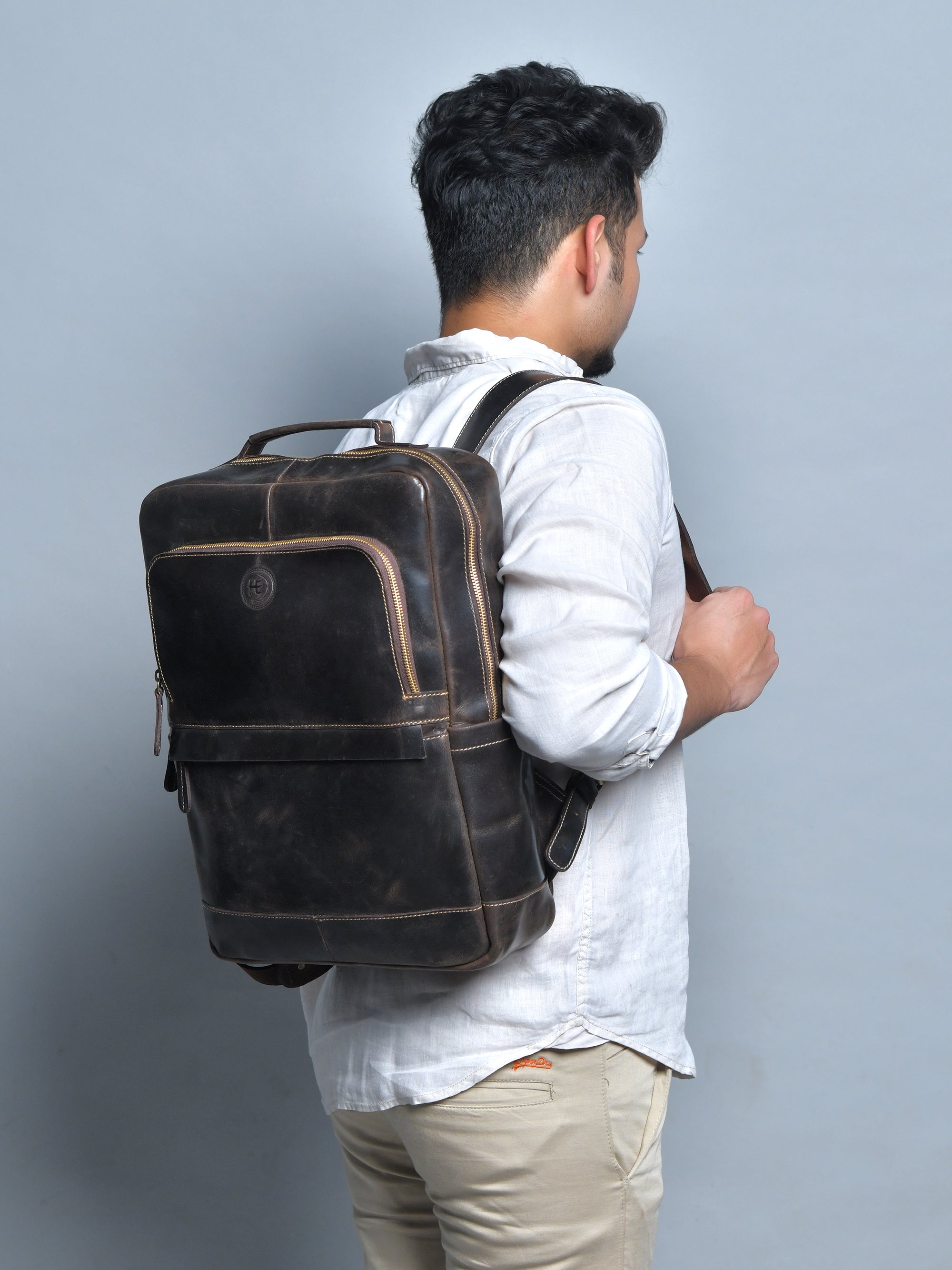 Alpine Vintage Leather Laptop Backpack - Brown Colour