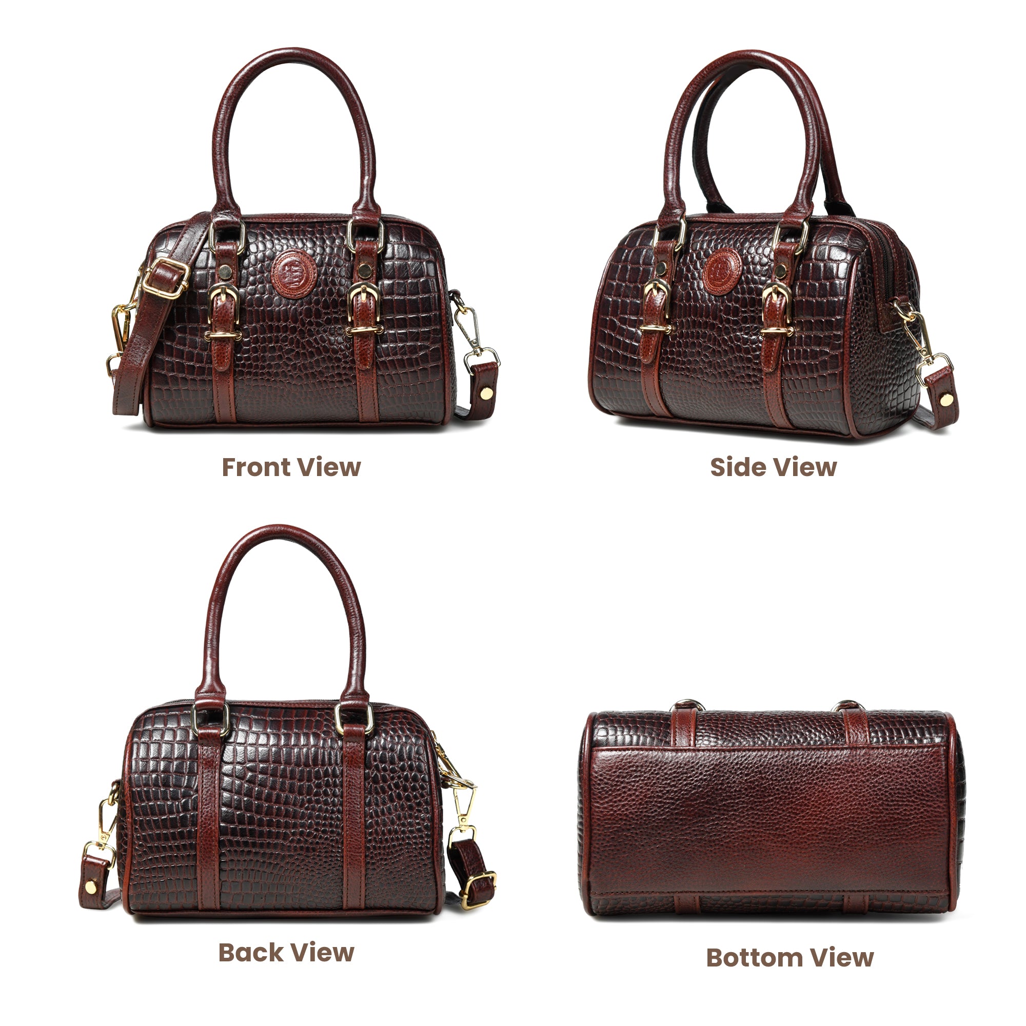 Emerald Luxe Croc Satchel - Maroon Colour