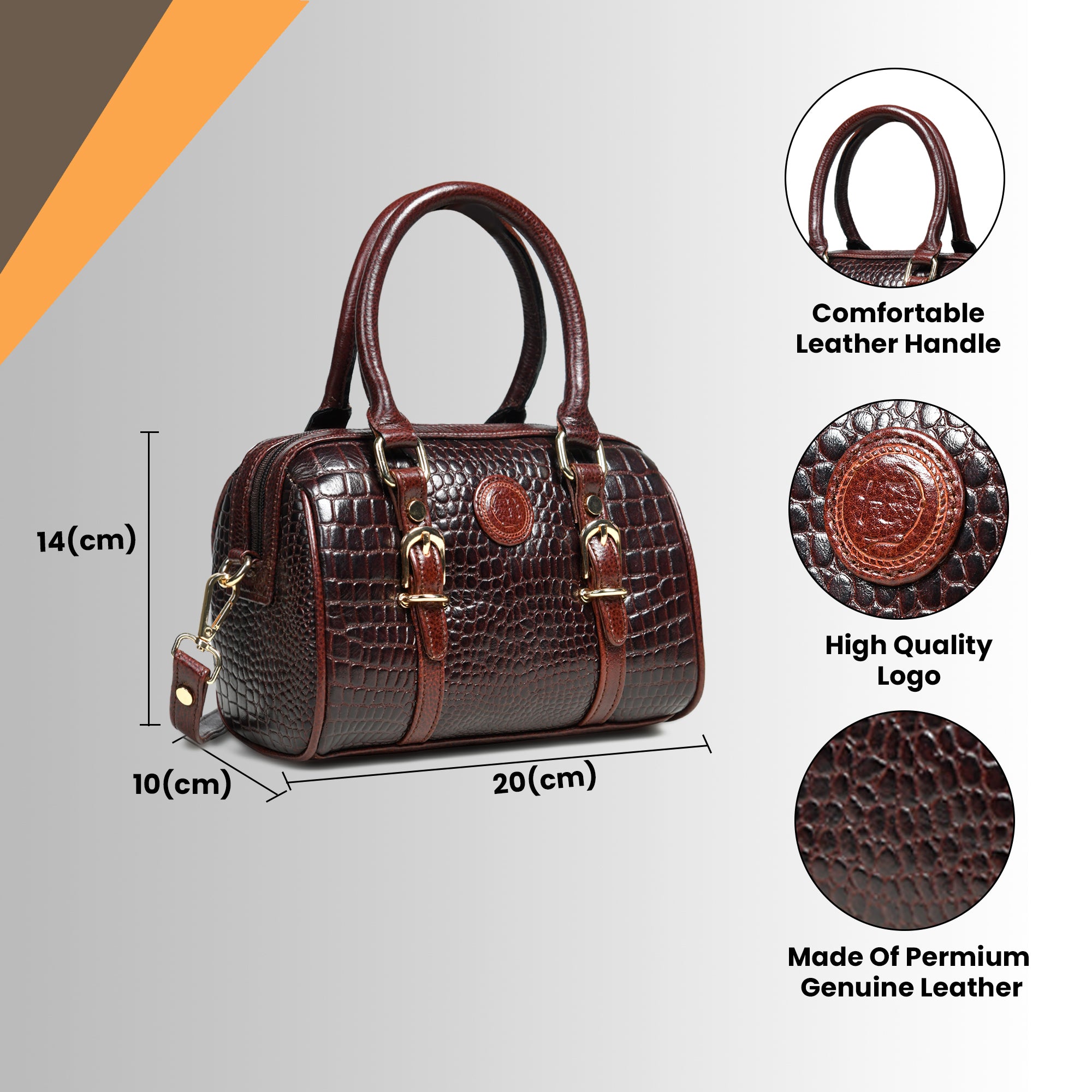 Emerald Luxe Croc Satchel - Maroon Colour