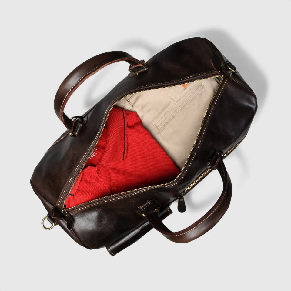 The Odyssey Leather Travel Duffle - Maroon  Colour