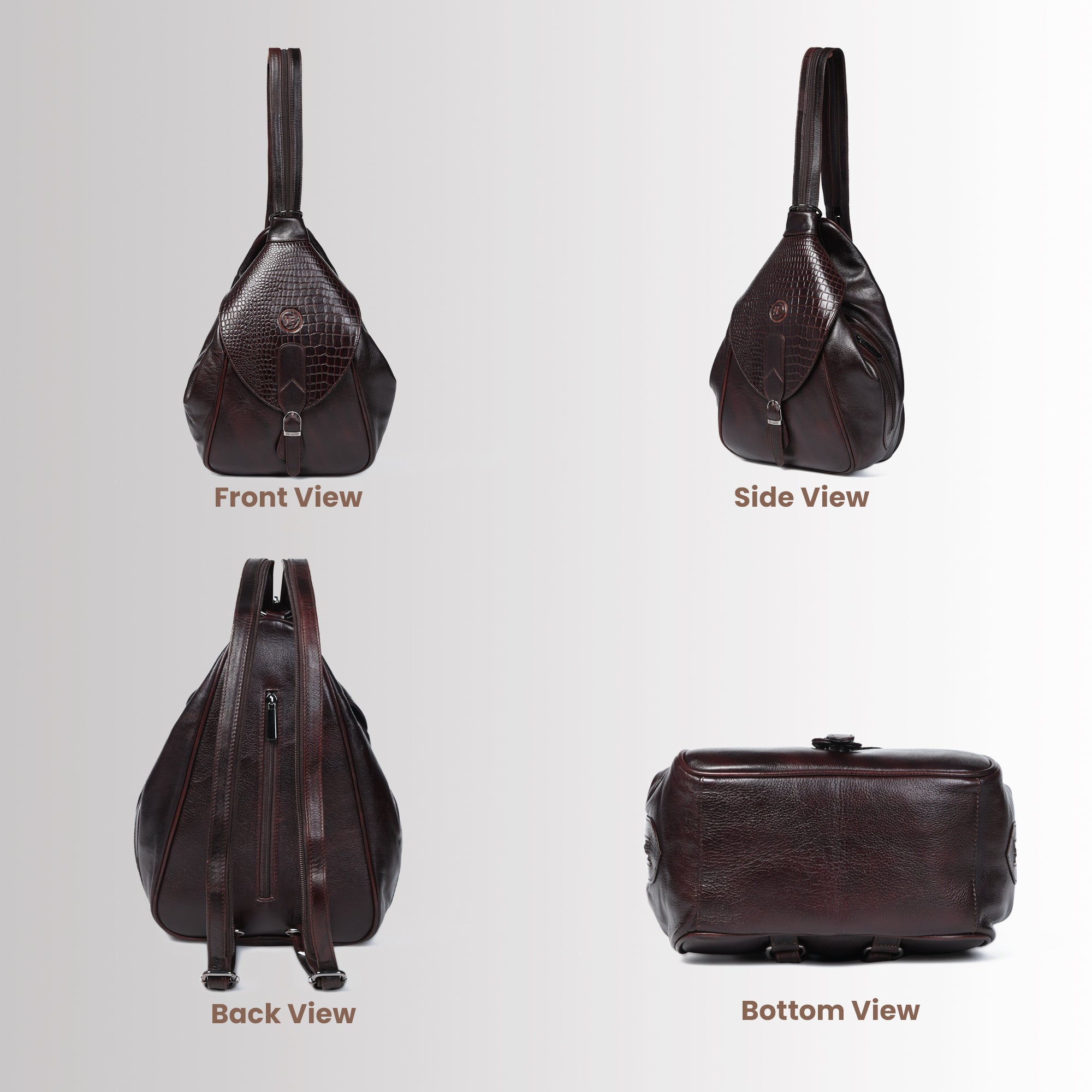 Croco Leather Shoulder Bag - Maroon Colour