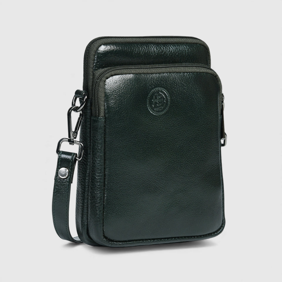 AmberStride Leather Sling Bag - Black Colour
