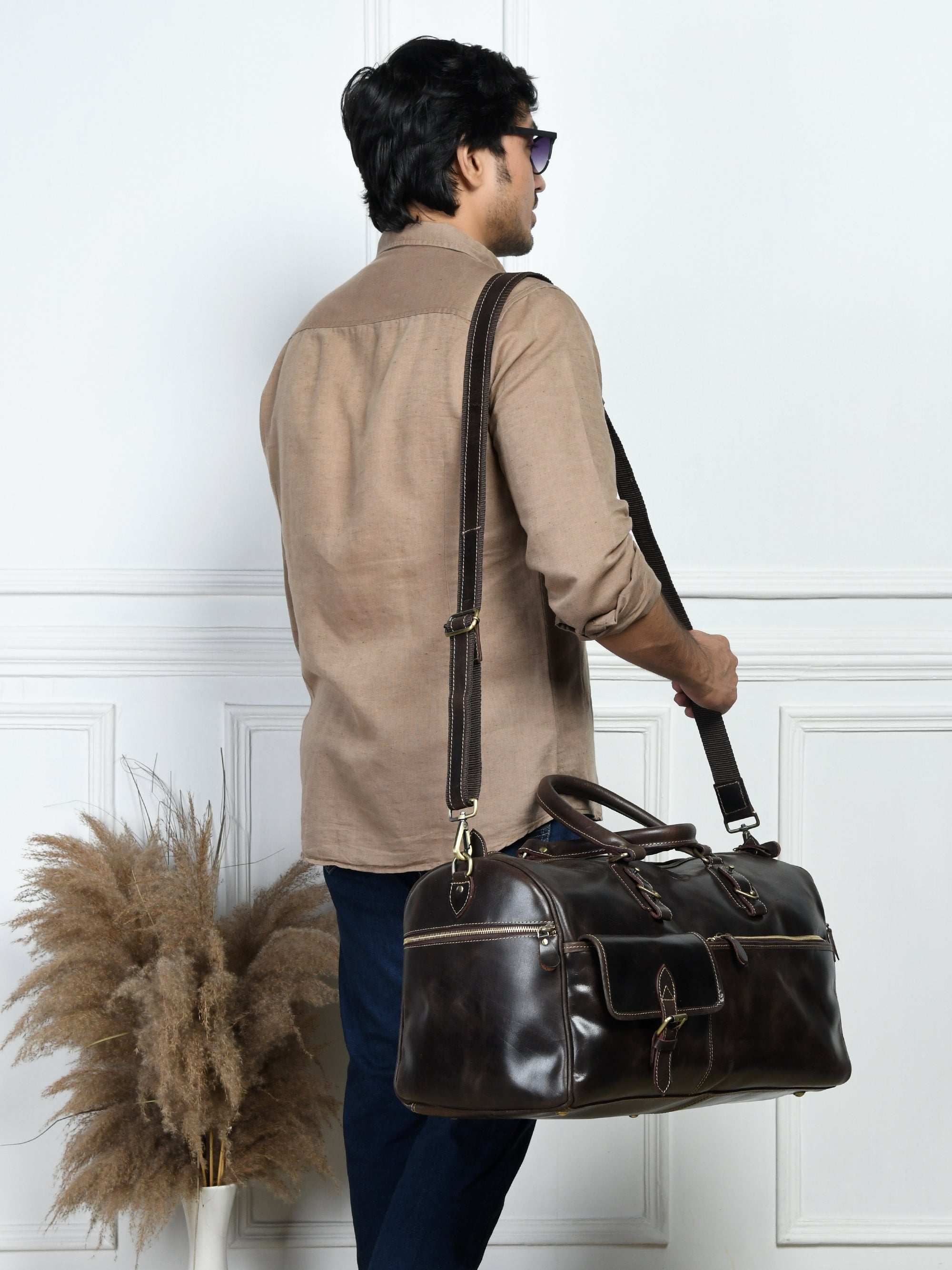 The Odyssey Leather Travel Duffle - Maroon  Colour