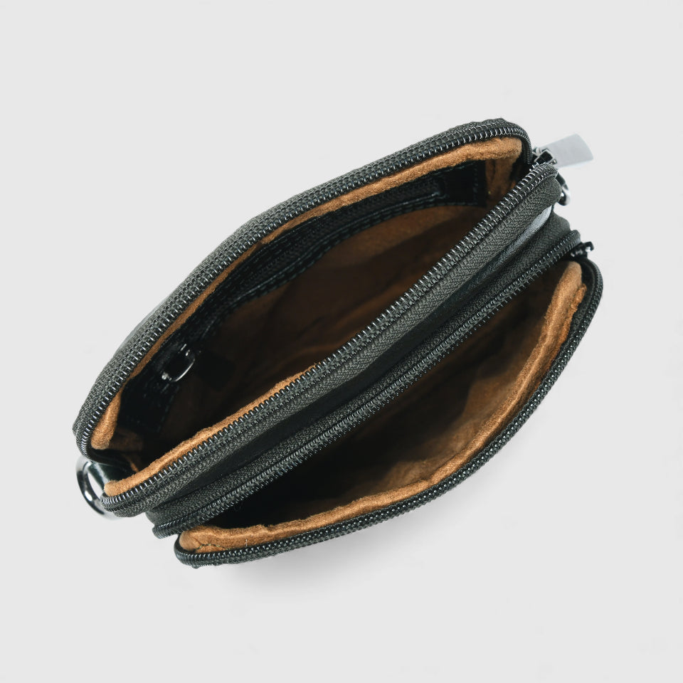 AmberStride Leather Sling Bag - Black Colour