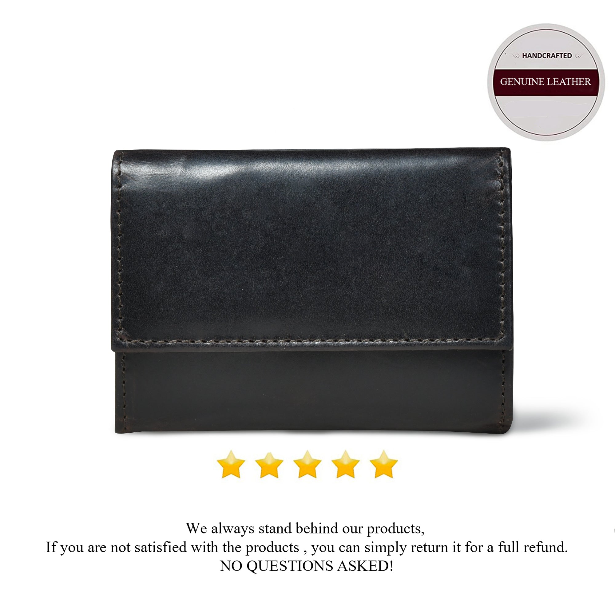 Heritage Buffalo Leather Bifold Wallet - Black Colour