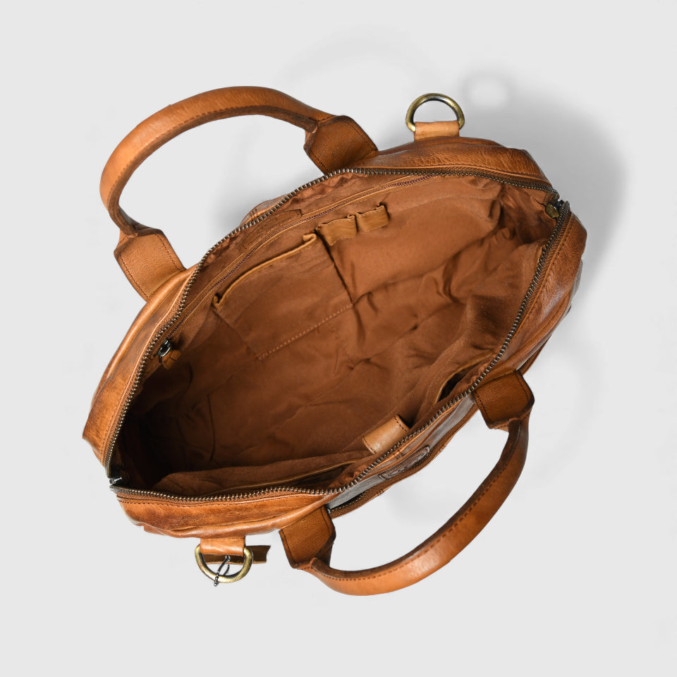 Voyager Premium Leather Laptop Bag - Brown Colour