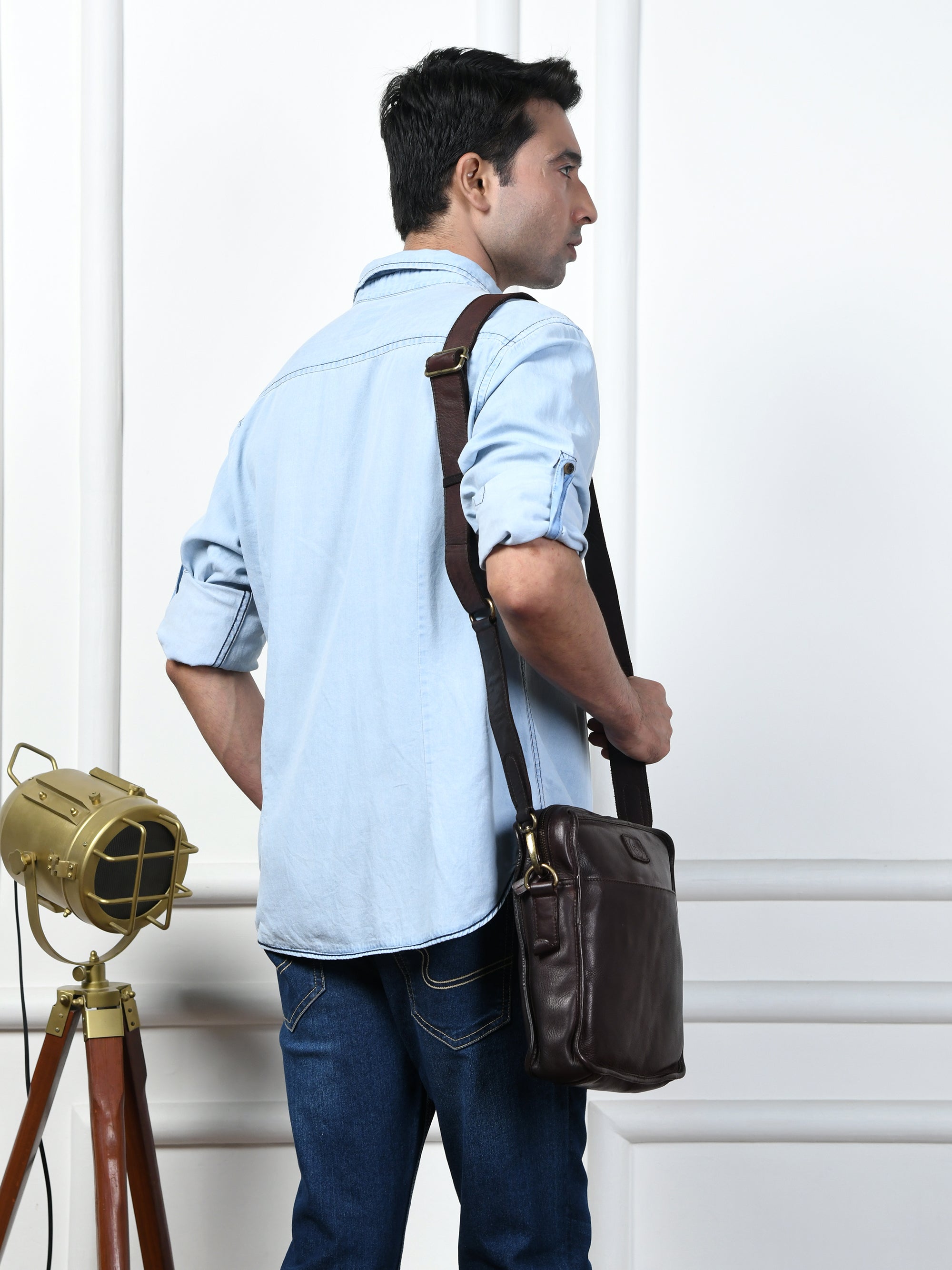 Verdant Trail Leather Sling Bag – Brown Colour