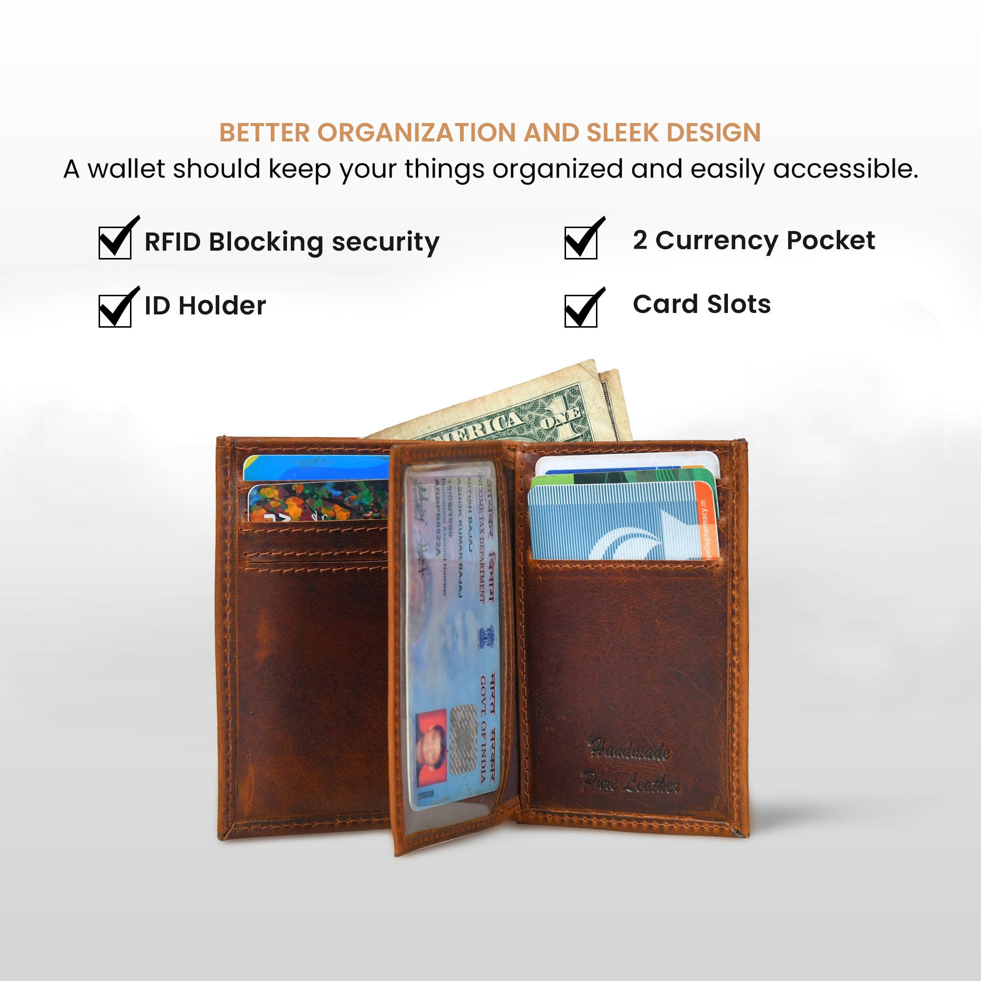 Ironwood Leather Wallet - Brown Colour