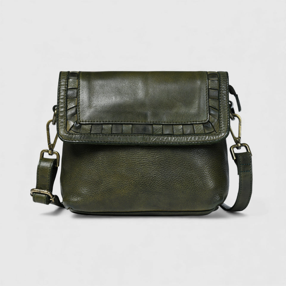 Verdant Crossbody Women's Leather Handbag - Olive Colour