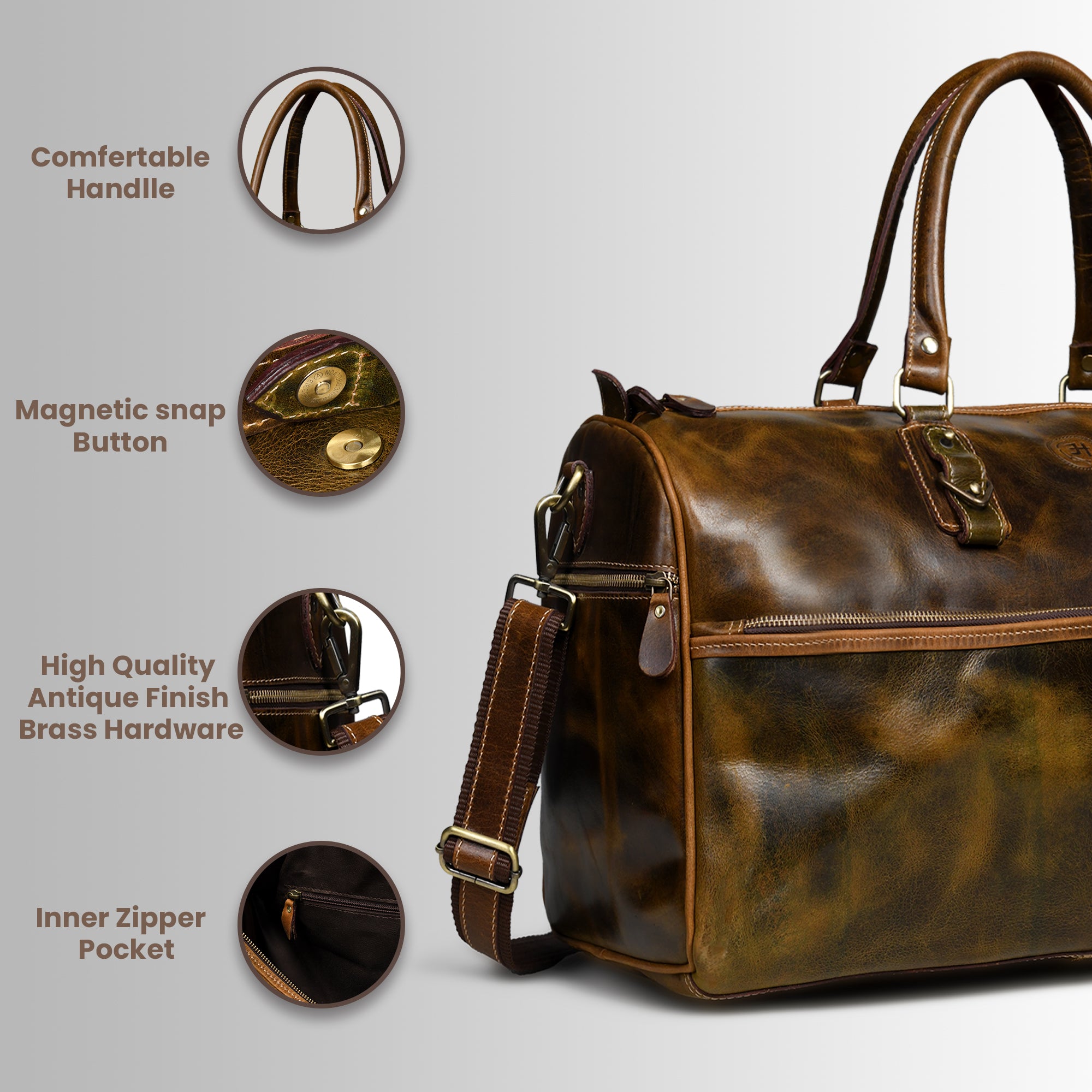 The Odyssey Leather Travel Duffle - Brown Colour