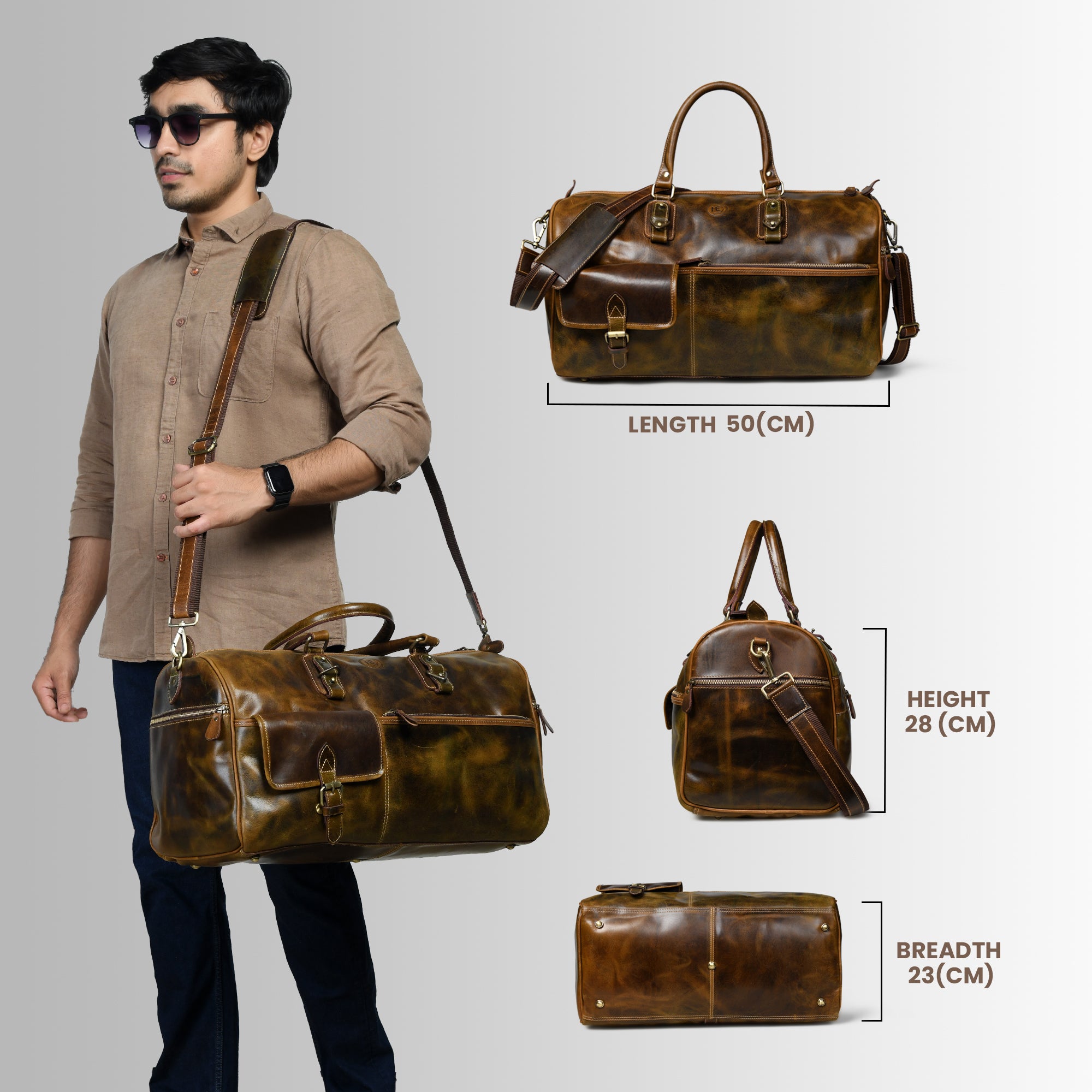 The Odyssey Leather Travel Duffle - Brown Colour
