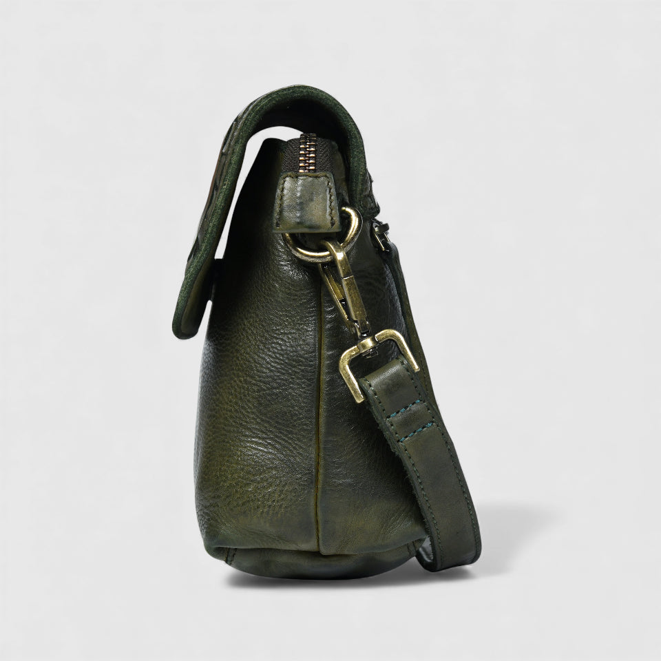 Verdant Crossbody Women's Leather Handbag - Olive Colour
