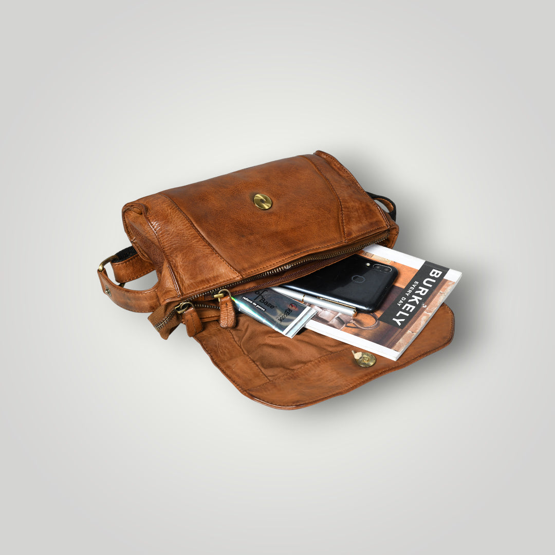 Heritage Leather Crossbody Bag - Brown Colour