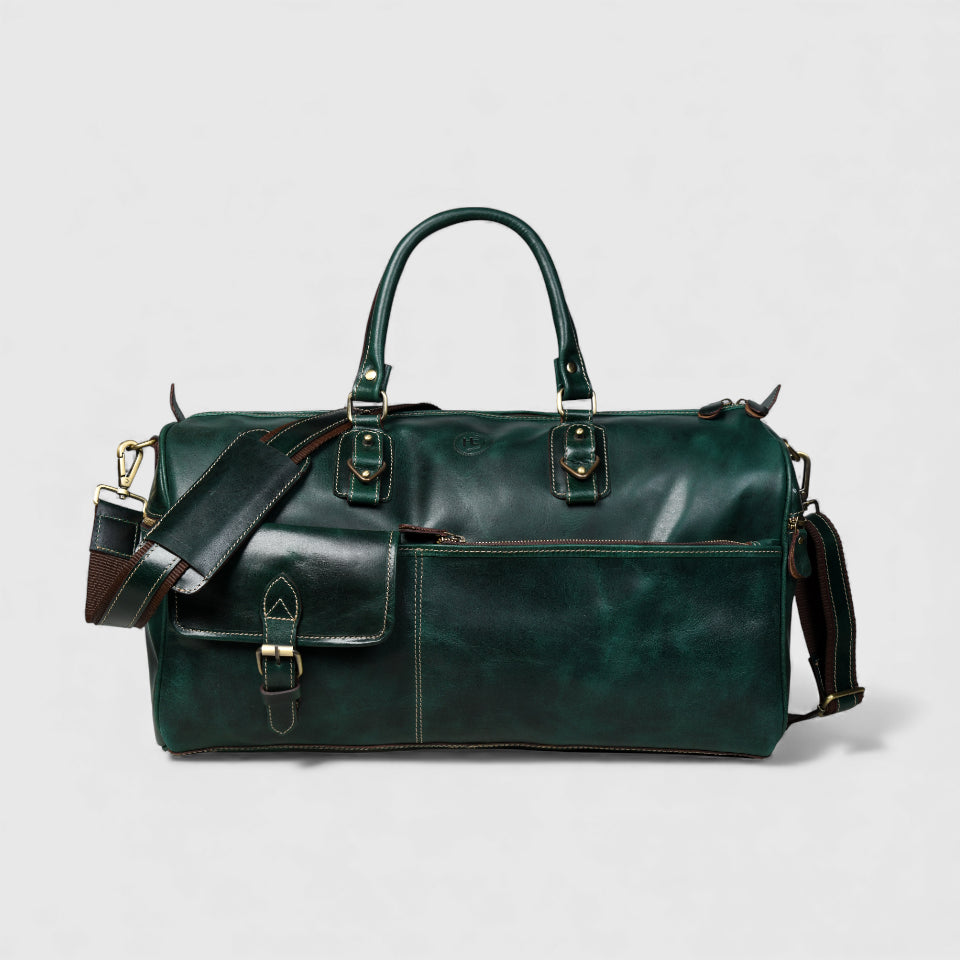 The Odyssey Leather Travel Duffle Bag - Green Colour