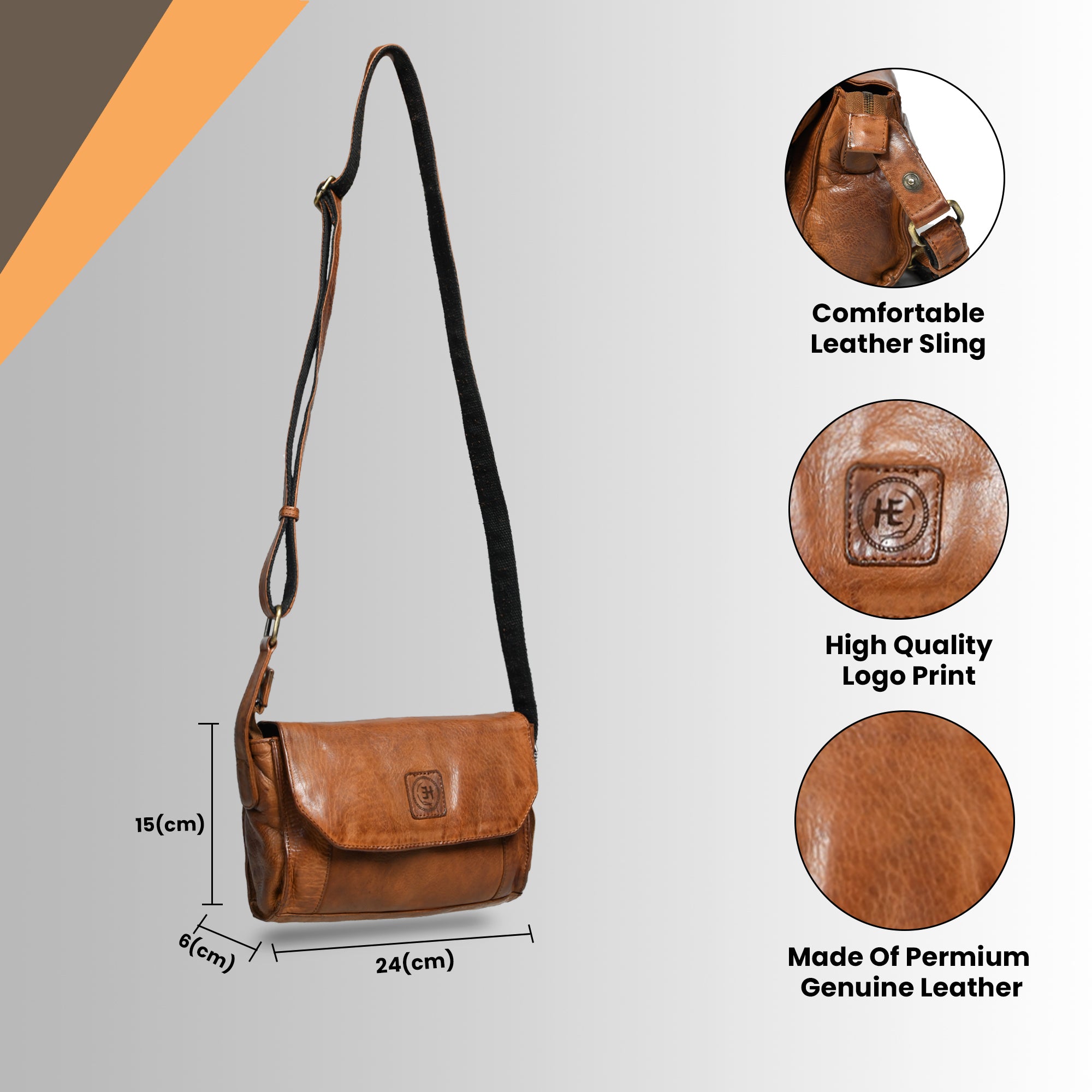 Heritage Leather Crossbody Bag - Brown Colour