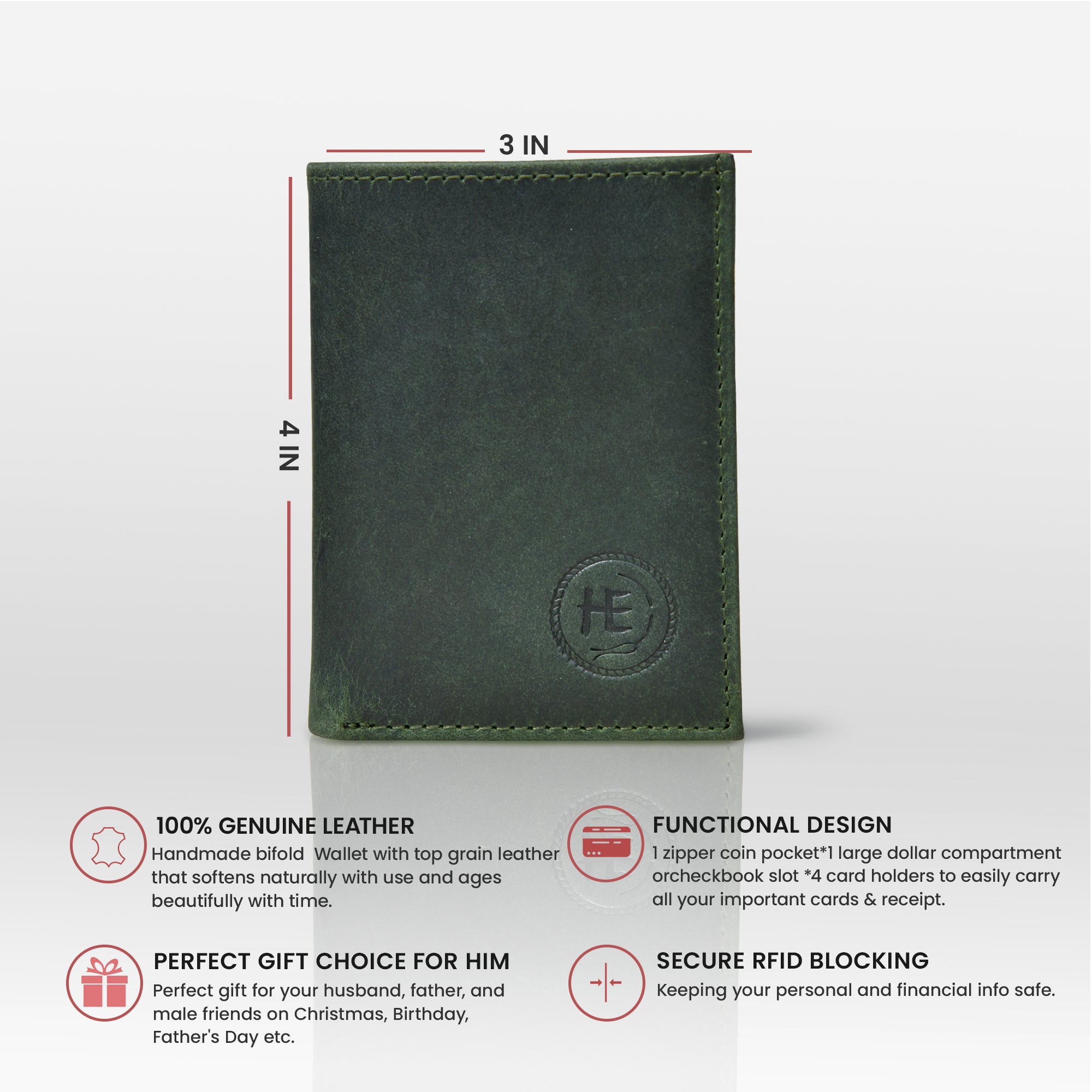 Ironwood Leather Wallet - Green Colour