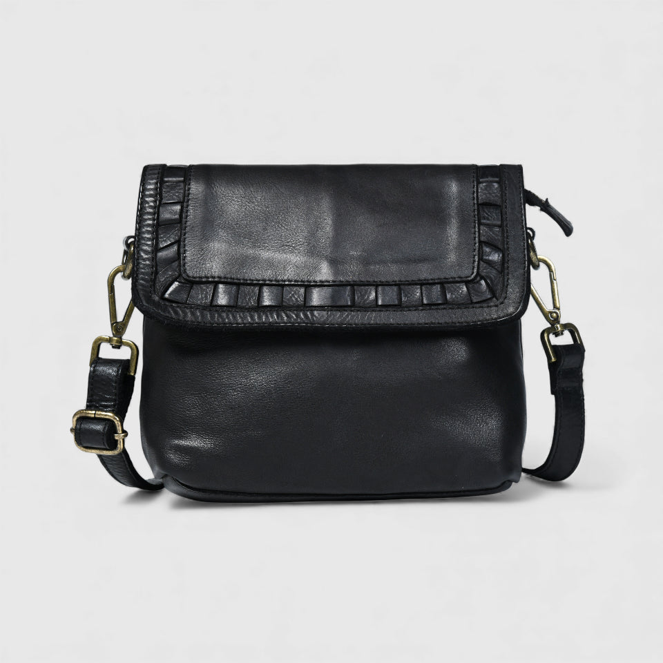 Verdant Crossbody Women's Leather Handbag - Black Colour