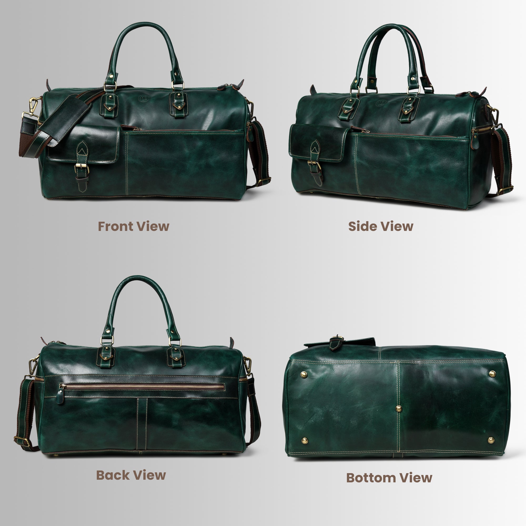 The Odyssey Leather Travel Duffle Bag - Green Colour