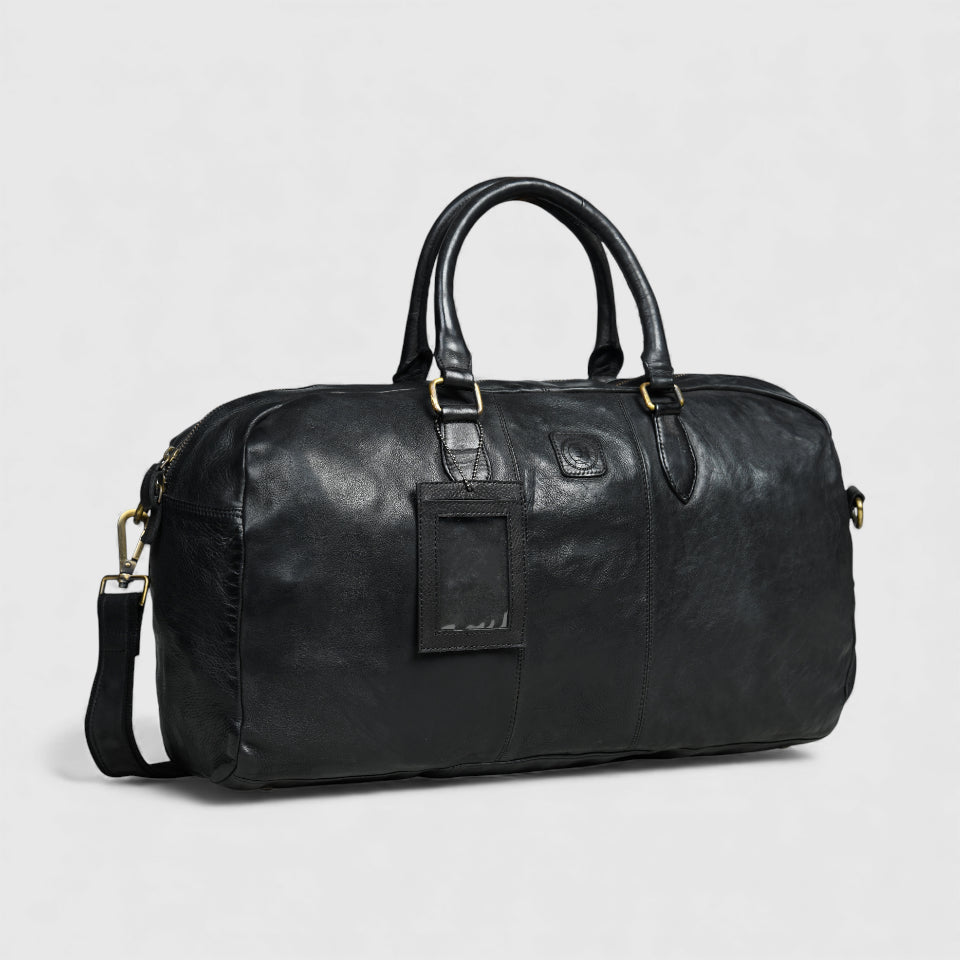 The Voyager Leather Travel Duffle Bag - Black Colour