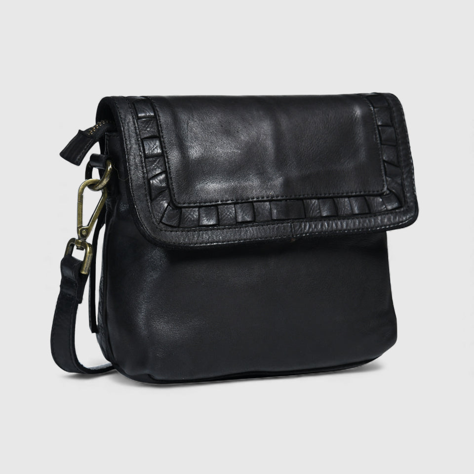 Verdant Crossbody Women's Leather Handbag - Black Colour