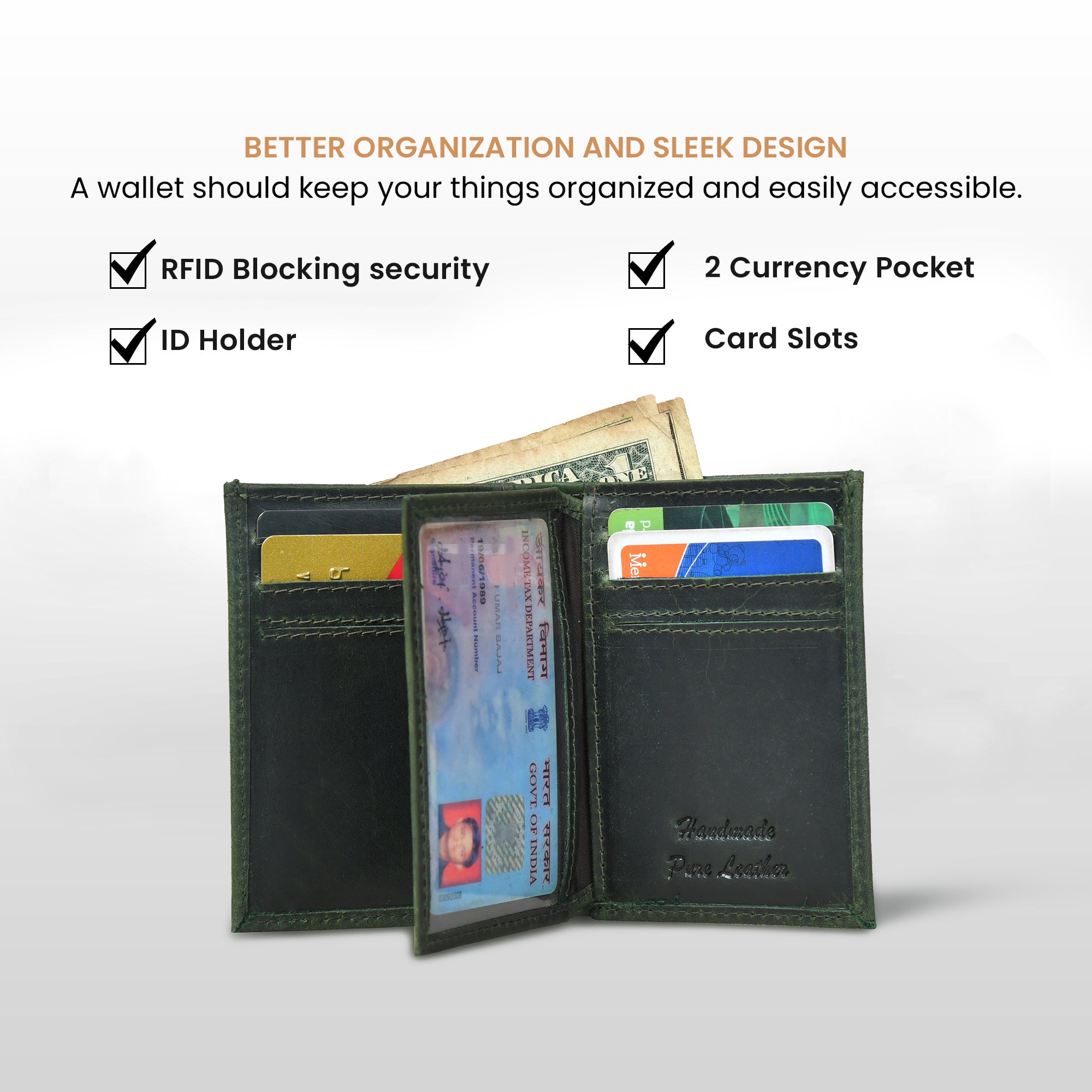 Ironwood Leather Wallet - Green Colour