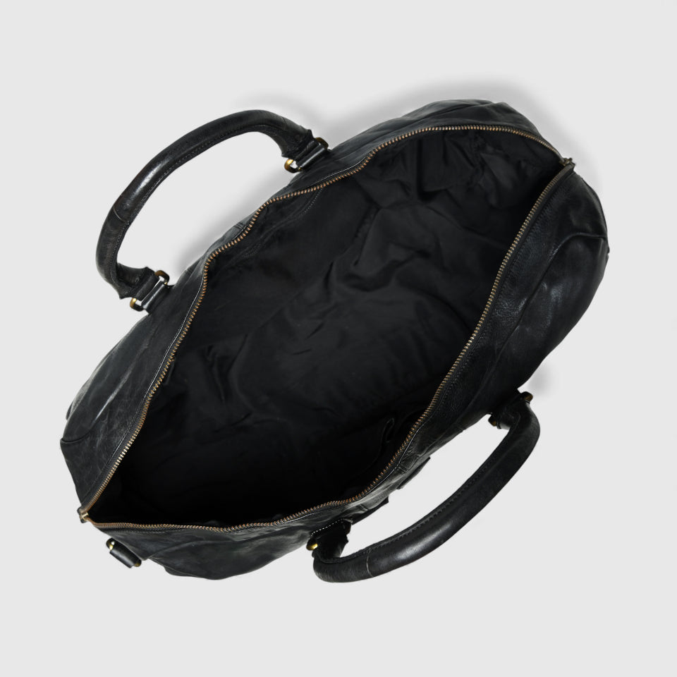 The Voyager Leather Travel Duffle Bag - Black Colour