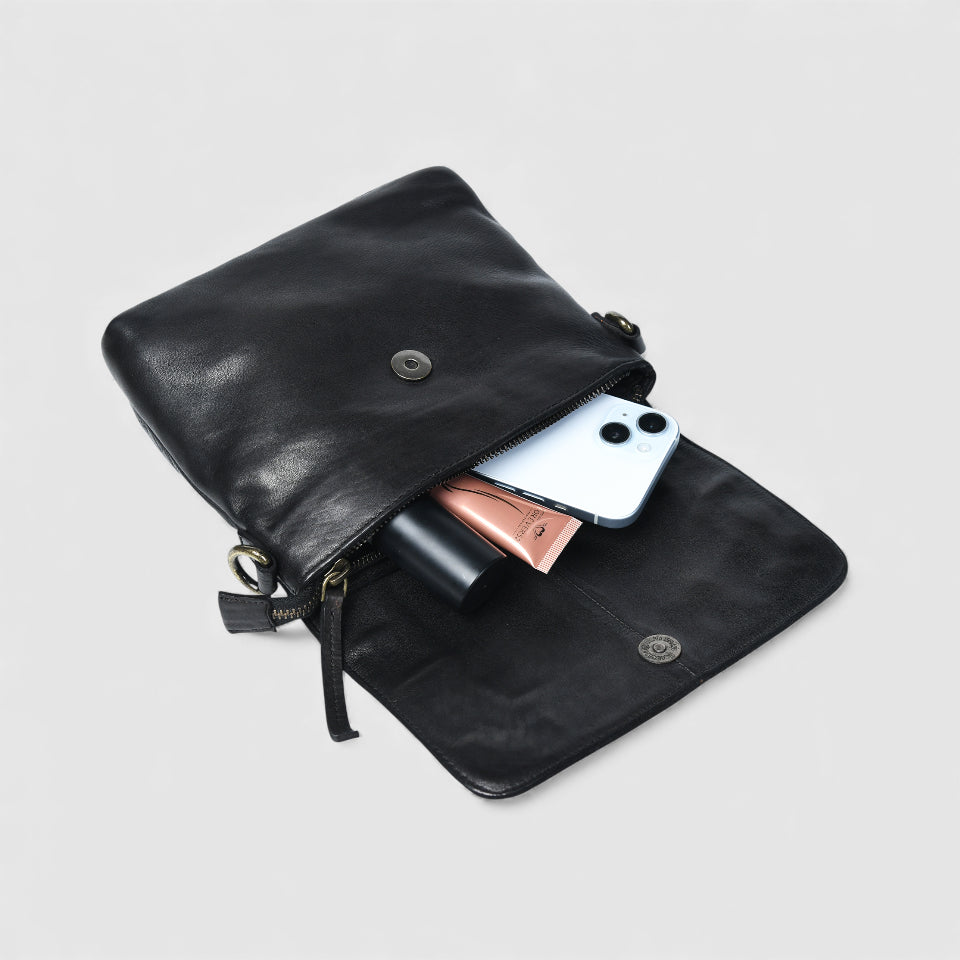 Verdant Crossbody Women's Leather Handbag - Black Colour