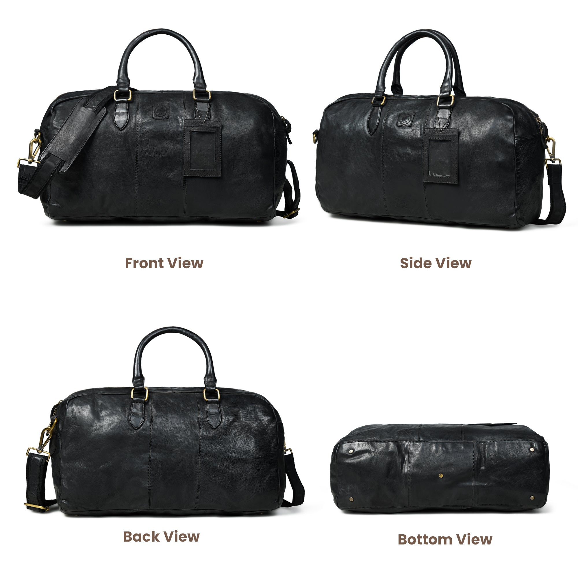 Imperium Luxe Leather Duffle Bag - Black Colour