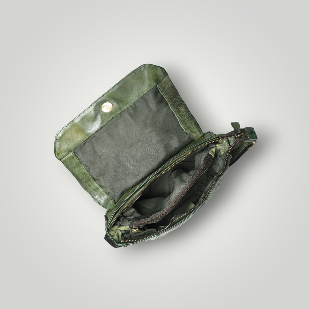 Heritage Leather Crossbody Bag - Green Colour