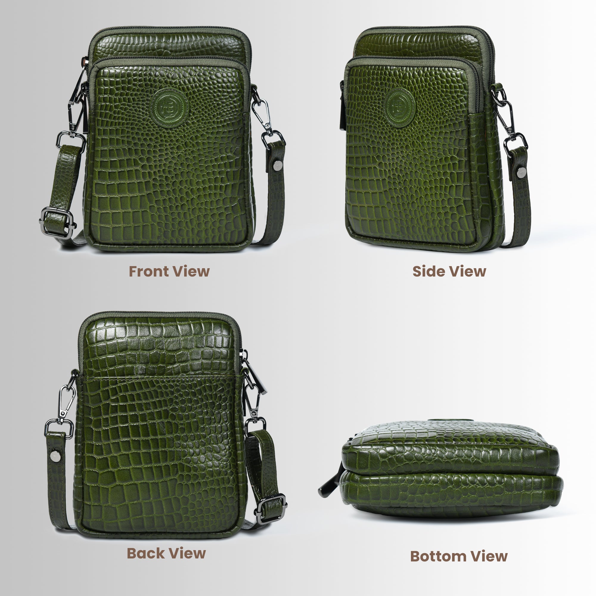 Croc Luxe Leather Sling Bag – Olive Colour