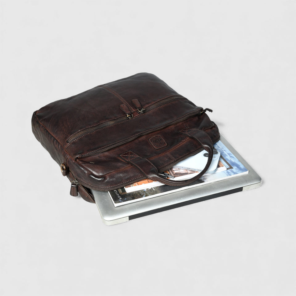 Voyager Vintage Leather Laptop Bag - Maroon Colour