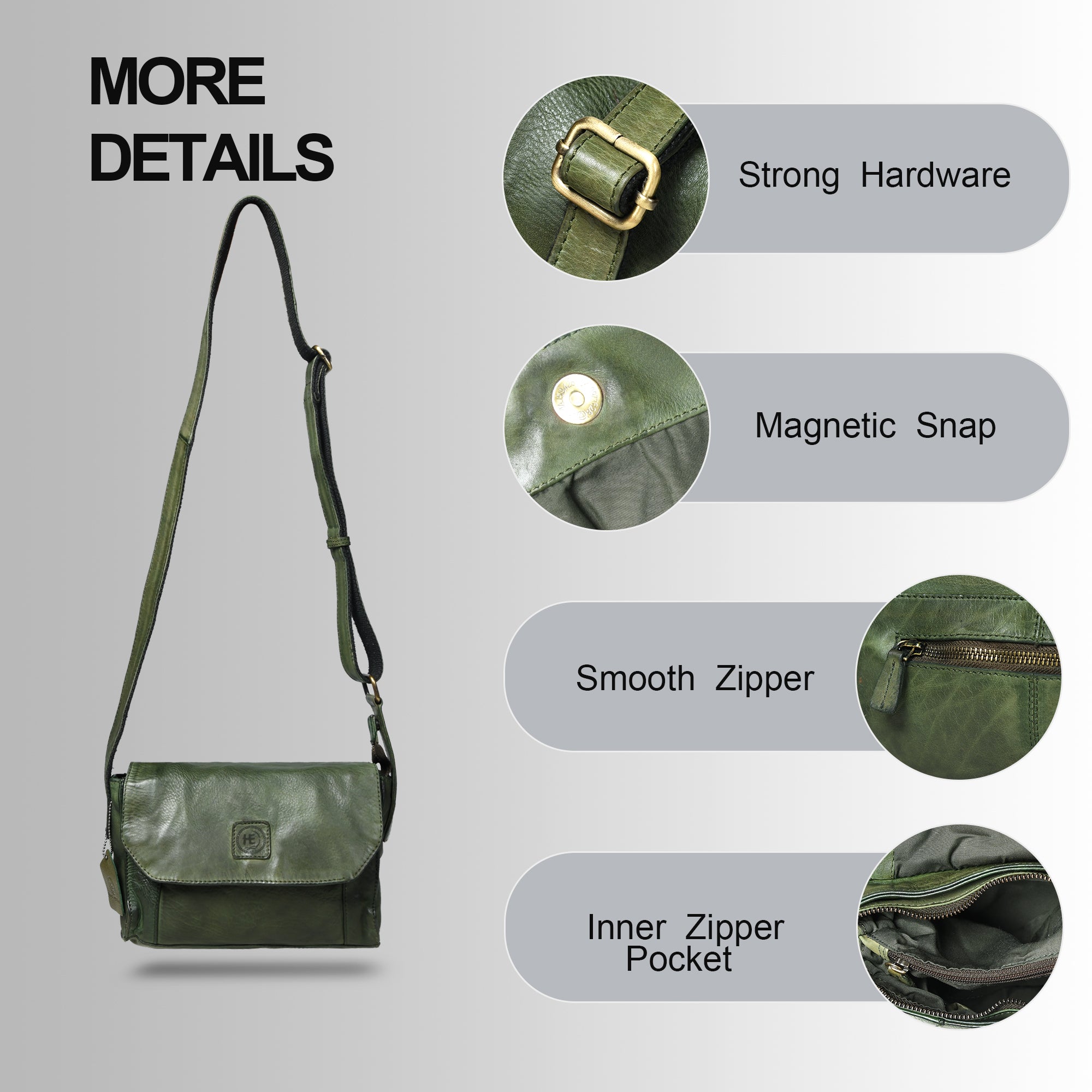 Heritage Leather Crossbody Bag - Green Colour