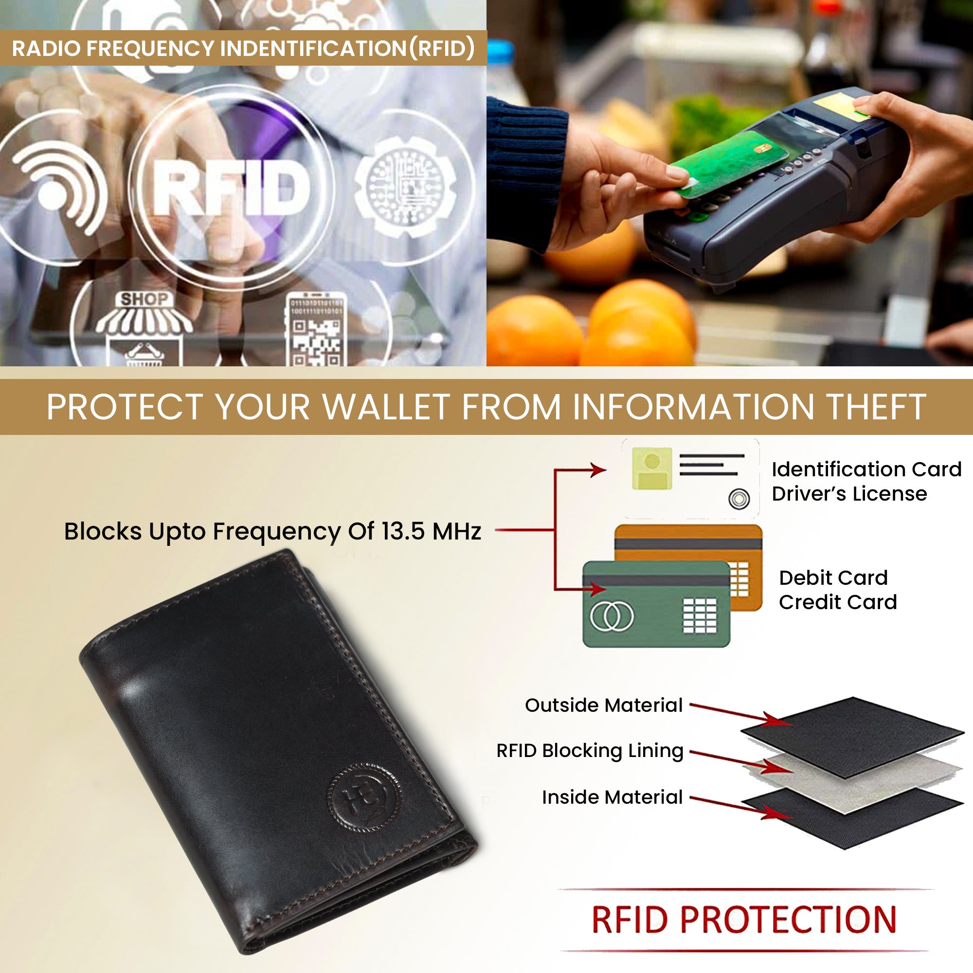 Midnight Luxe Vertical Bifold Wallet - Black Colour