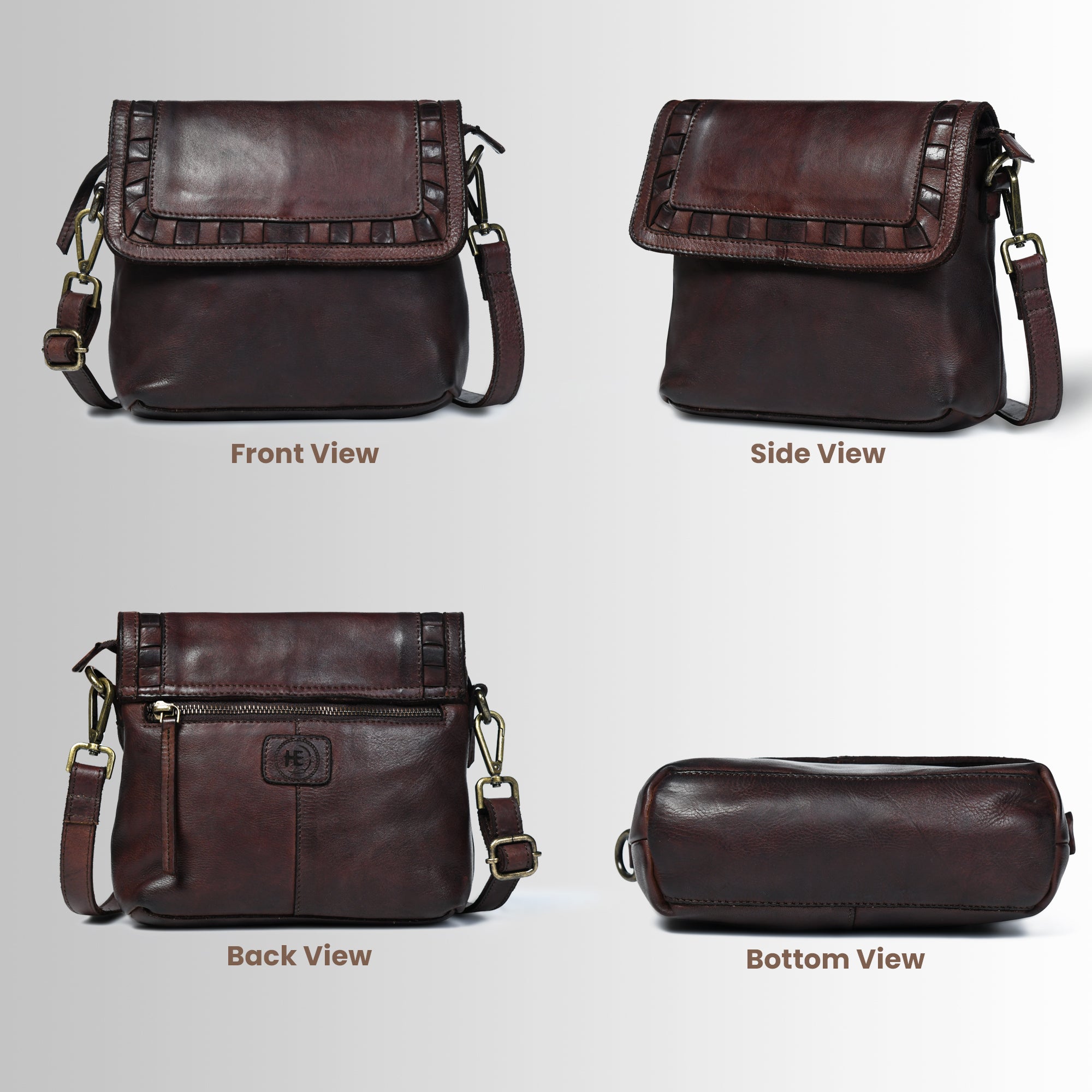 Verdant Crossbody Women's Leather Handbag - Brown Colour