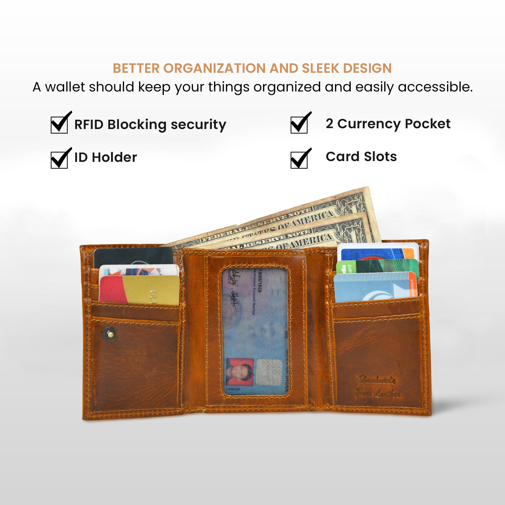 Midnight Luxe Vertical Bifold Wallet - Brown Colour