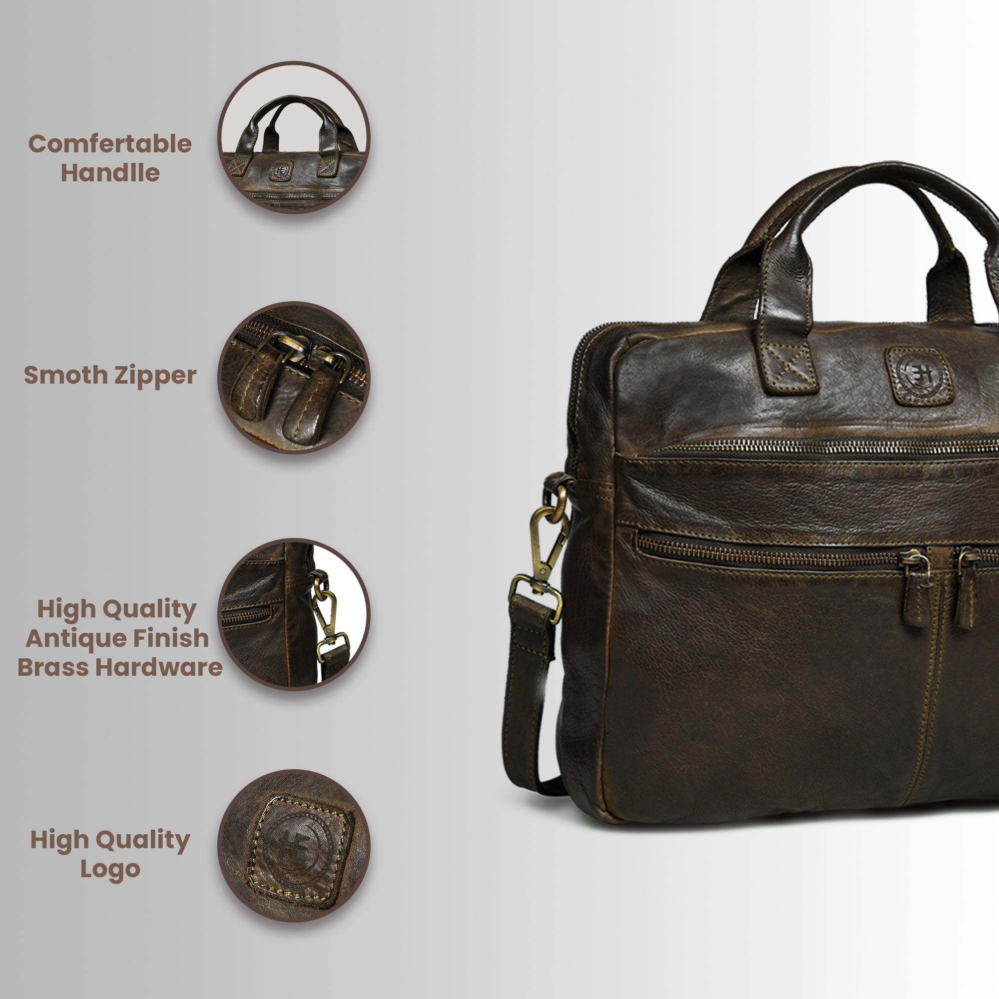 Voyager Vintage Leather Laptop Bag - Brown Colour