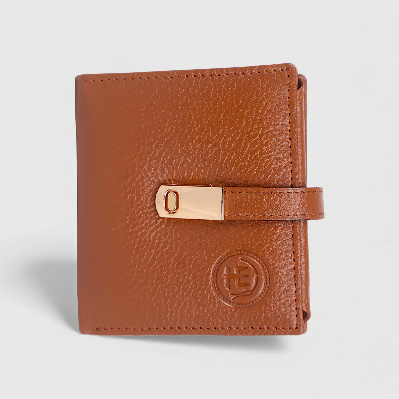 Crest Compact Leather Trifold Wallet – Brown Colour