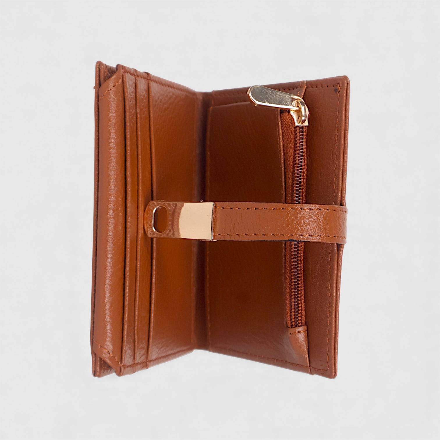 Crest Compact Leather Trifold Wallet – Brown Colour