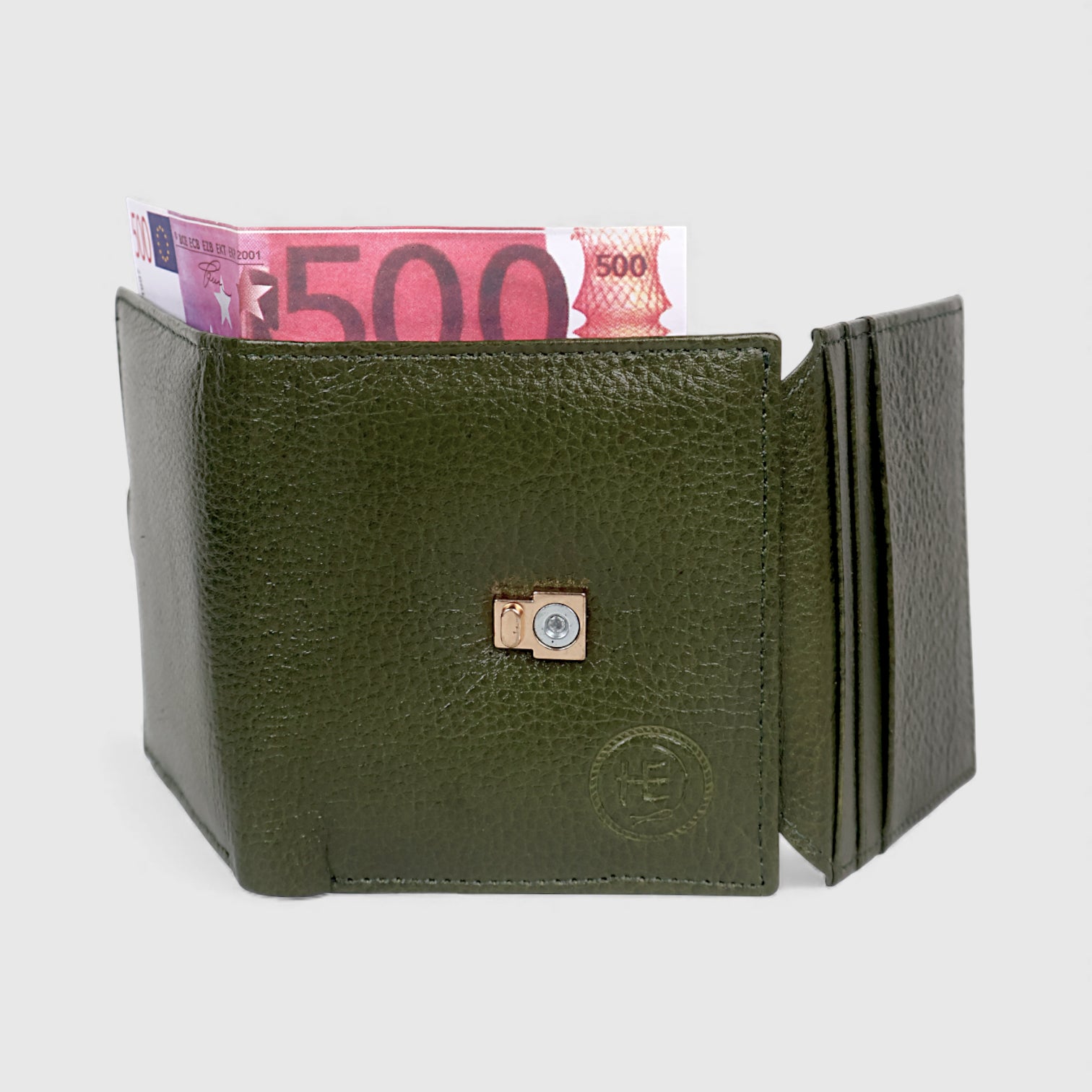 Crest Compact Leather Trifold Wallet – Olive Colour
