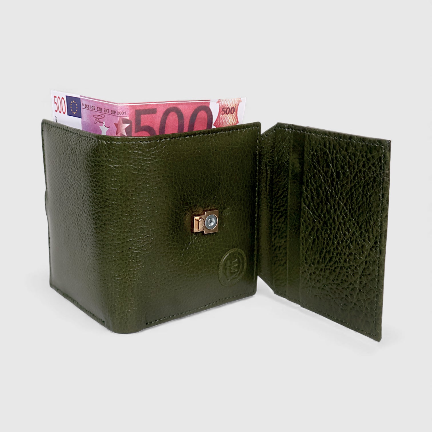 Crest Compact Leather Trifold Wallet – Olive Colour