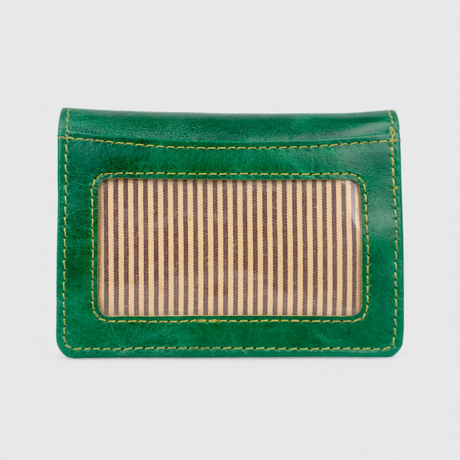 Emerald Regency Compact Vintage Leather Card Wallet - Green Colour