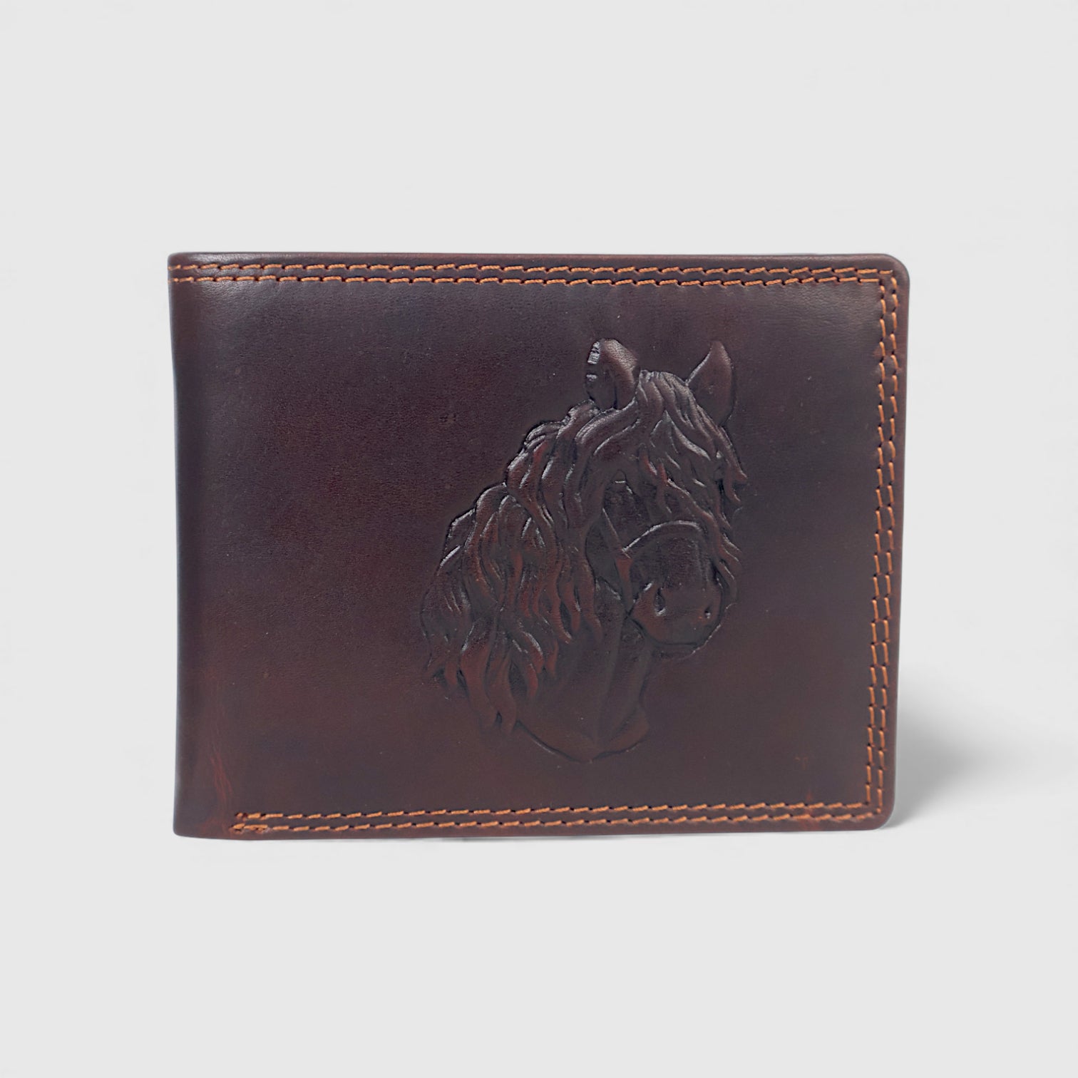 Stallion Crest Vintage Leather Bifold Wallet – Maroon Colour